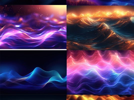 科技宇宙未来流体流动波浪霓虹渐变背景素材
