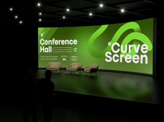 暗灯大屏会议演讲曲线屏幕贴图样机