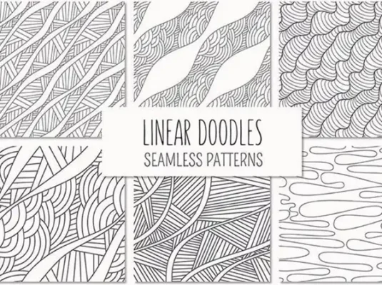 时尚线条涂鸦无缝拼接纹理底纹花纹背景矢量