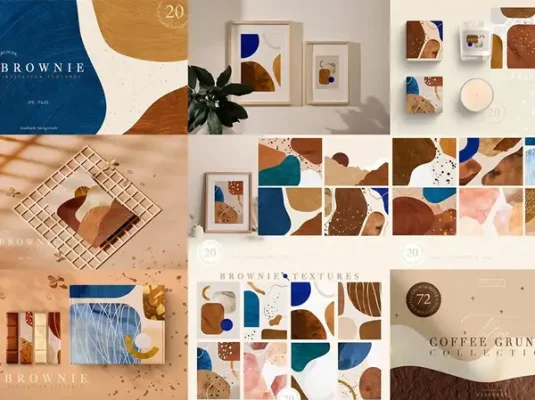 7组风格抽象水彩撕裂纸张纹理背景图