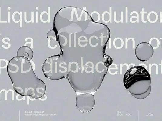 高清透明水滴液流体气泡海报PNG素材PSD文件