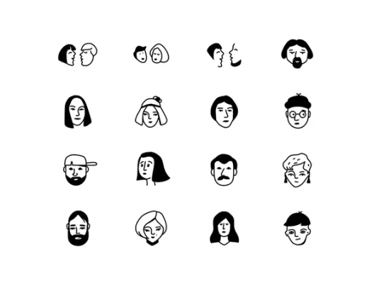 不规则卡通手绘人物头像插画矢量设计素材