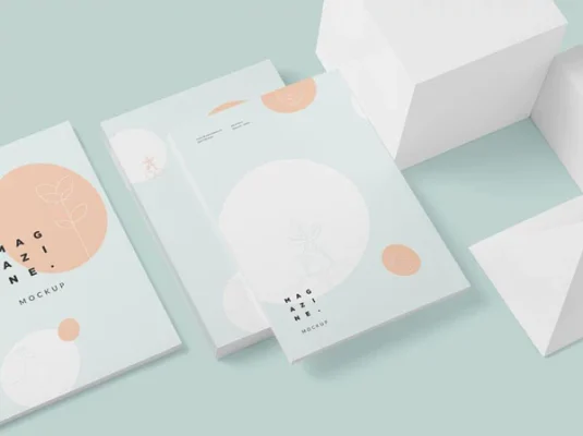 质感小清晰简洁的画册贴图样机PSD模板