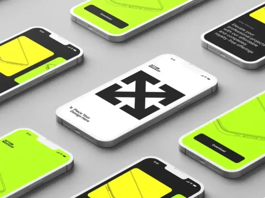 苹果手机iPhone 14手机贴图样机PSD模板