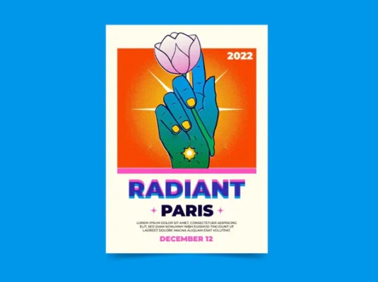 复古丝网叠加老虎玫瑰向日葵趣味海报插画贴纸