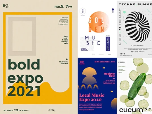 极简简约抽象版式海报设计PSD模板