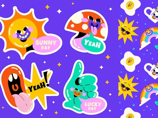 趣味卡通角色插画贴纸印花海报AI矢量素材
