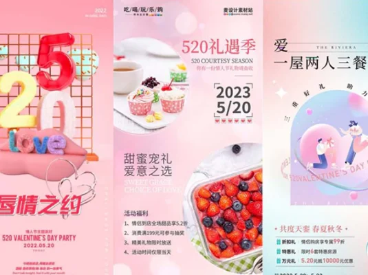 格调高雅浪漫520情人节PSD模板海报设计