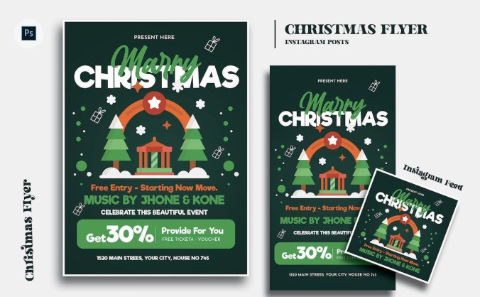 圣诞节传单PSD模板
