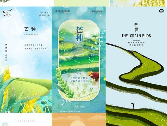 中国24节气之一芒种长海报PSD模板