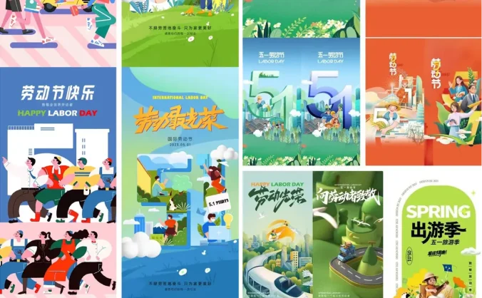 五一51劳动节节日海报PSD模版