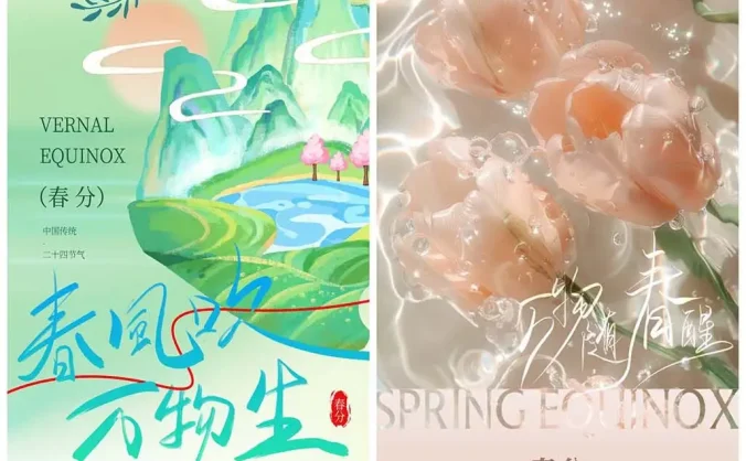 二十四节之春分气春天燕子弥散海报PSD模板素材