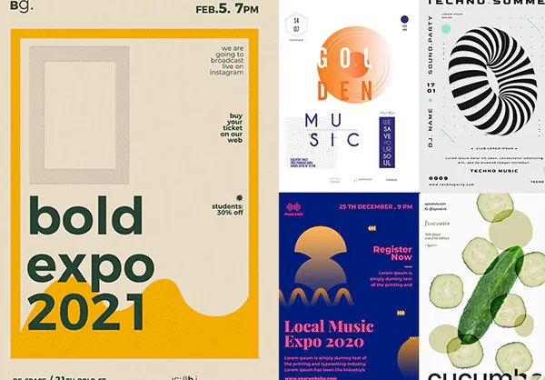 极简简约抽象版式海报设计PSD模板