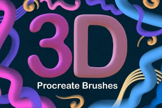 卡通有趣3D立体气泡笔触艺术绘画Procreate笔刷