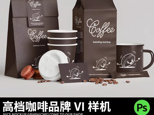 高档咖啡店奶茶饮品提案展示VI品牌贴图样机素材
