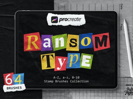 独特复古拼贴艺术剪纸字母Procreate笔刷