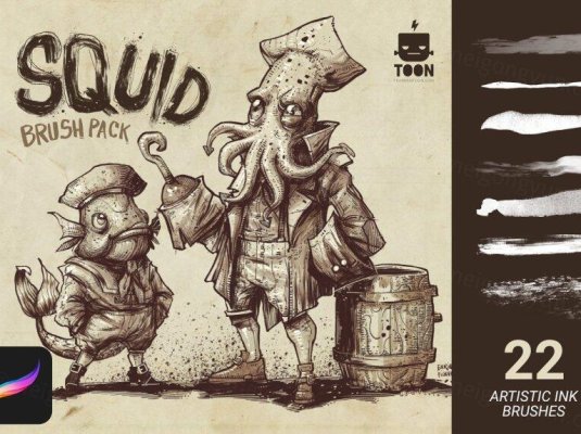 高质量仿旧水彩墨水Procreate笔刷