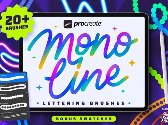 单线霓虹色调Procreate笔刷