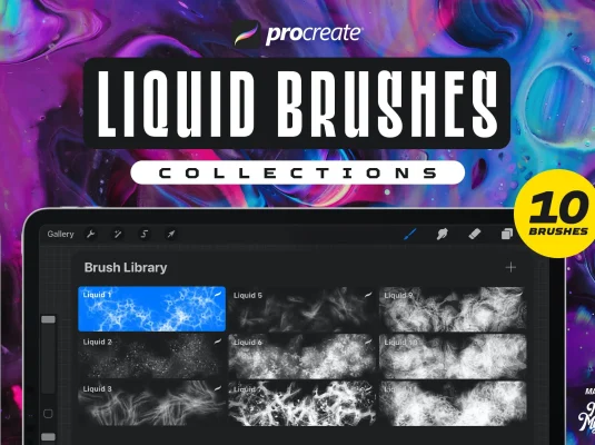 真实液体手绘画笔Procreate笔刷