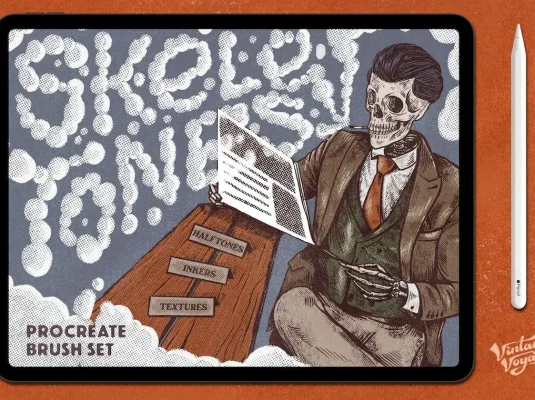 复古美式漫画半调肌理Procreate笔刷绘画套装