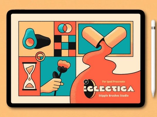 潮流复古怀旧波普风漫画艺术颗粒Procreate笔刷