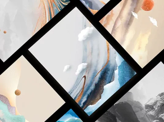 国风水墨张肌理烫金流沙山水海报PSD模板