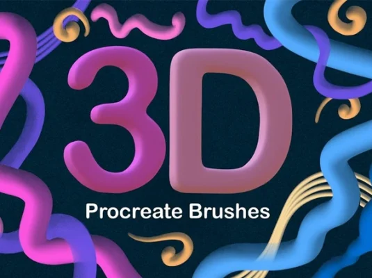 卡通有趣3D立体气泡笔触艺术绘画Procreate笔刷