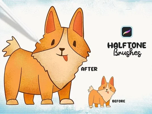 潮流复古半色调做旧肮脏纹理笔刷procreate笔刷