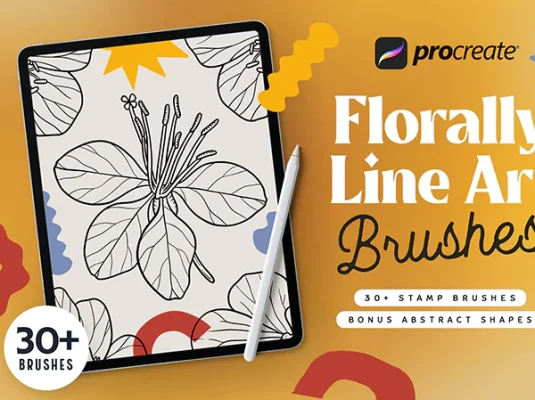 花卉艺术线条抽象形状Procreate笔刷