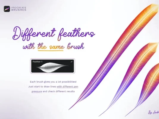 可爱卡通羽毛毛发画笔Procreate笔刷