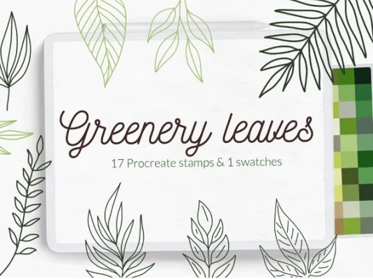 绿叶树叶ipad笔刷Procreate笔刷