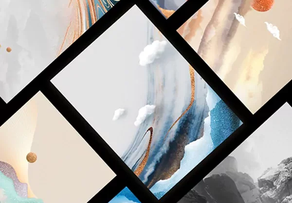 国风水墨张肌理烫金流沙山水海报PSD模板