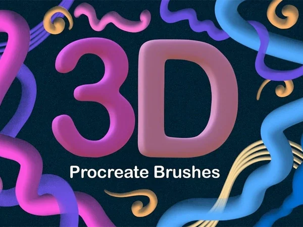 卡通有趣3D立体气泡笔触艺术绘画Procreate笔刷