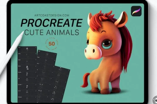 可爱的动物线稿Procreate笔刷