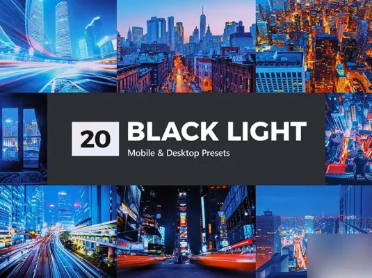 城市街道霓虹灯光明亮夜景延时摄影调色LUT预设