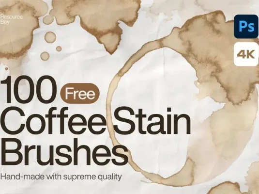 不规则咖啡污渍效果PS笔刷