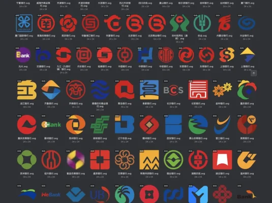 中国国内百家银行LOGO图标矢量图