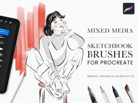 画笔混合素描 (BRUSHSET,PROCREATE)Procreate笔刷