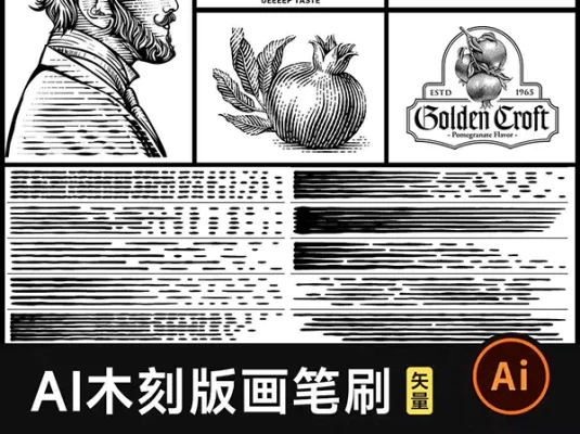 AI笔刷雕刻版画风AI笔刷