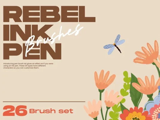 自然钢笔手绘AI矢量笔刷设计套装