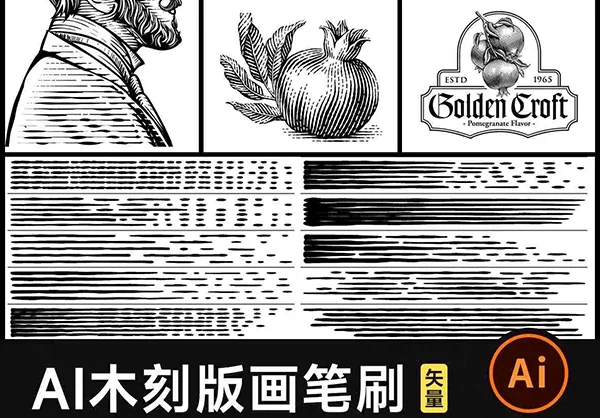 AI笔刷雕刻版画风AI笔刷