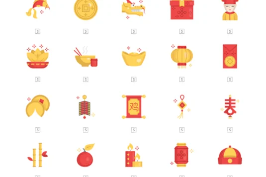 中国新年矢量彩色图标