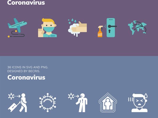 预防冠状病毒传播图标