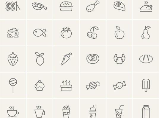食物和饮料线性线条简笔图标