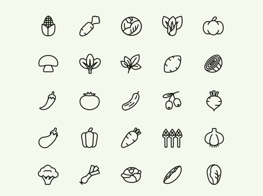 迷你可爱蔬菜矢量图标