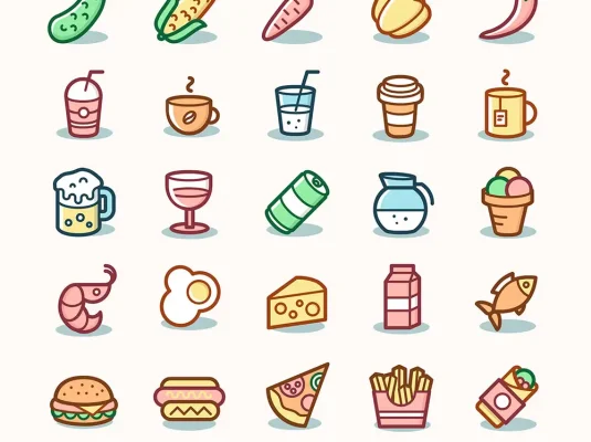 美食饮料矢量图标