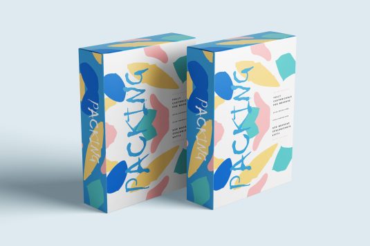 多彩盒包装盒纸盒盒子包装品牌展示贴图PS样机模版