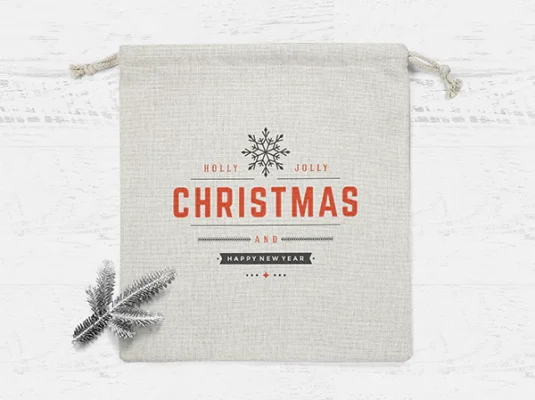 咖啡食品布袋抽绳复古麻步袋标志贴图PS样机模版