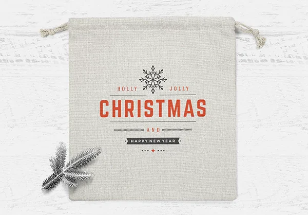 咖啡食品布袋抽绳复古麻步袋标志贴图PS样机模版