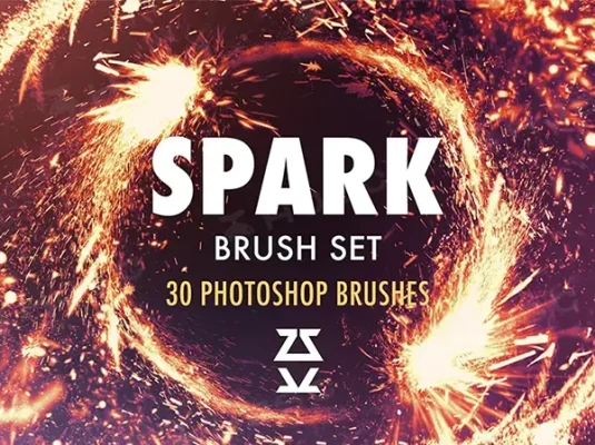 闪耀火花火光飞溅散射火星火焰粒子procreate笔刷